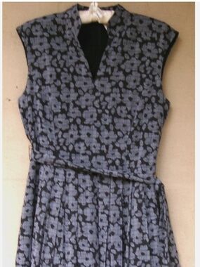 Brooks Brothers Black/Gray Glen Plaid Flower Cotton Dress